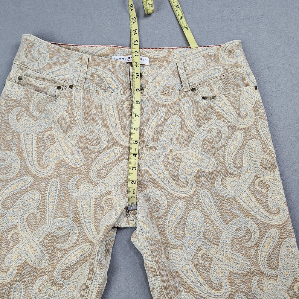Tommy Hilfiger Womens Size 12 Paisley Jeans Cotton Tan Blue VTG *Hemmed - Picture 7 of 12